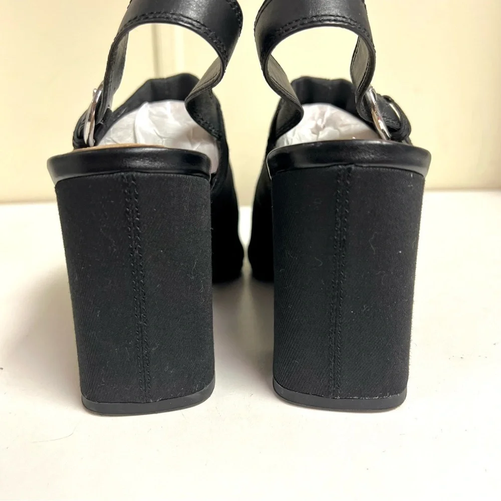 NYDJ Lyssa Black Women's Open-Toe Slingback block heel sandals classic size 10M